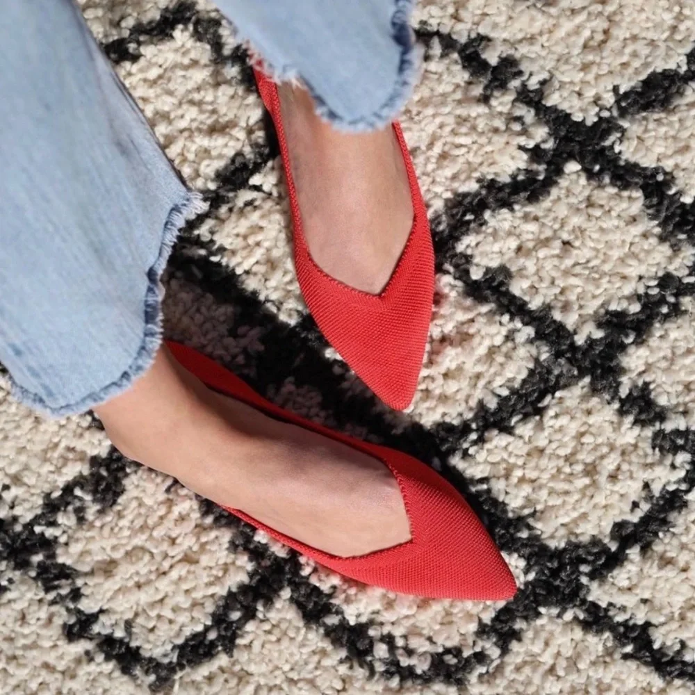 Rothy's Red Pointed-Toe Women's Flats - Picture 3 of 7